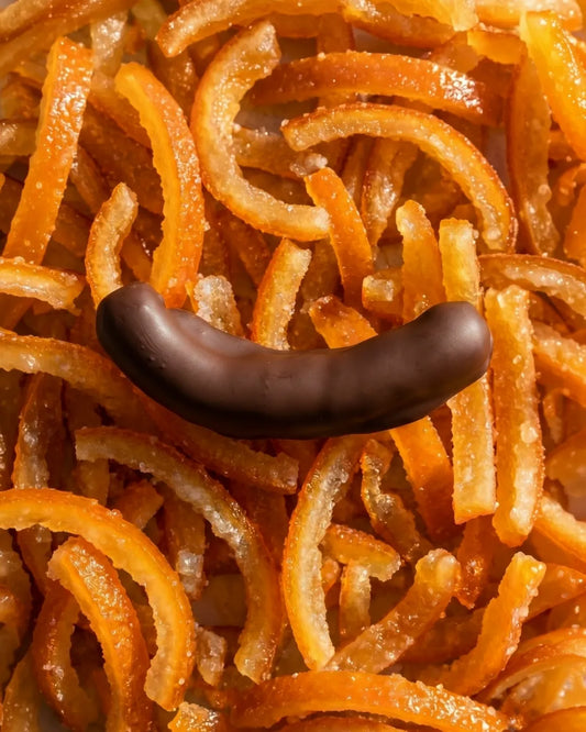 Scorzette d'Arancia Ricoperte di Cioccolato Fondente