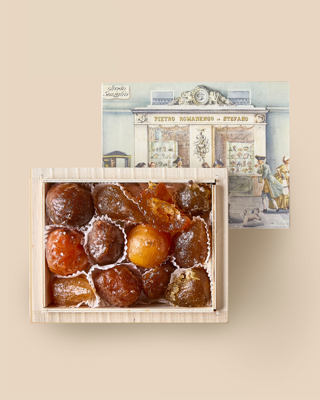 Confezione in Legno di Frutta Candita Ghiacciata