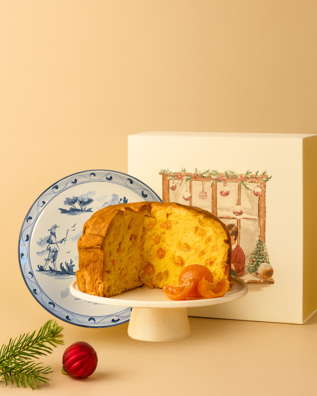 Panettone Artigianale 1 kg con Confezione di Legno e Ceramica di Albissola