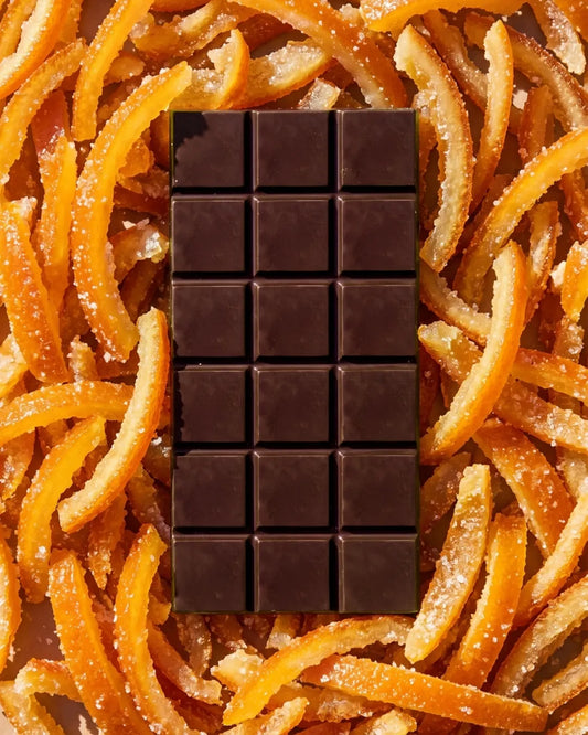 Tavoletta di Cioccolato Fondente 64% con Arancia Candita