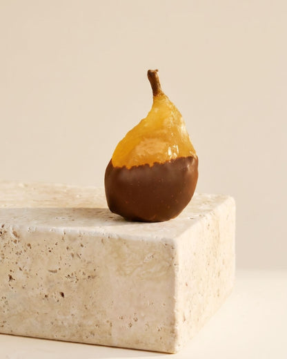 Pere Candite e Ghiacciate con Cioccolato Fondente