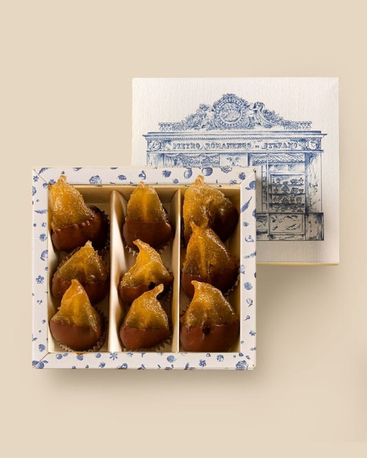 Confezione di Pere Candite e Ghiacciate con Cioccolato Fondente